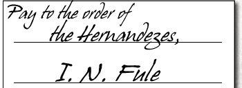 Check 12.1-3: Pay to the order of the Hernandezes